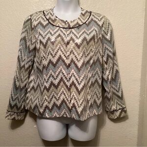 Chico's Chevron Patterned Blazer in Blue and Brown
